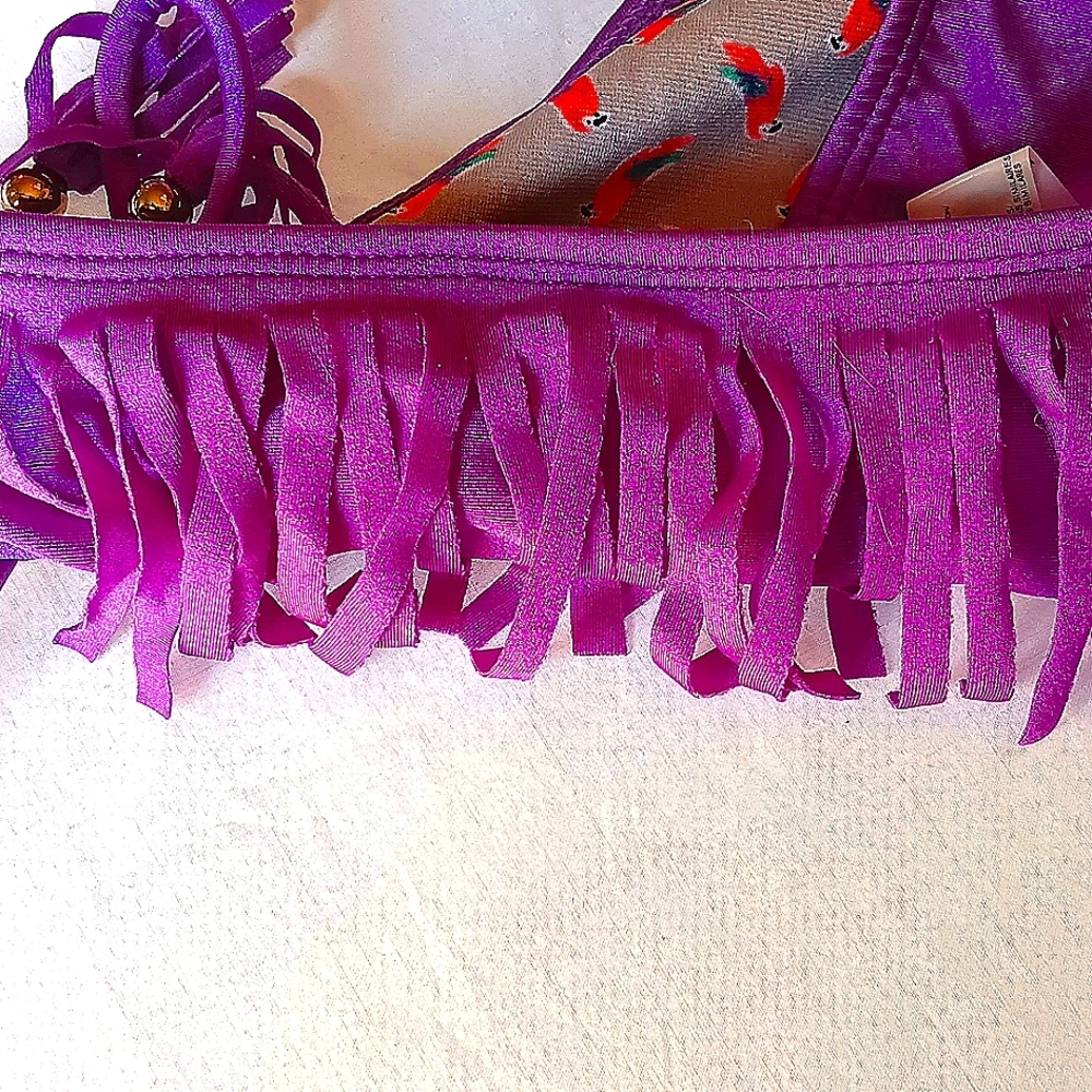 3/10 Raisins Bikini Bottom Fringe Bright Purple S Y2K - Picture 3 of 7